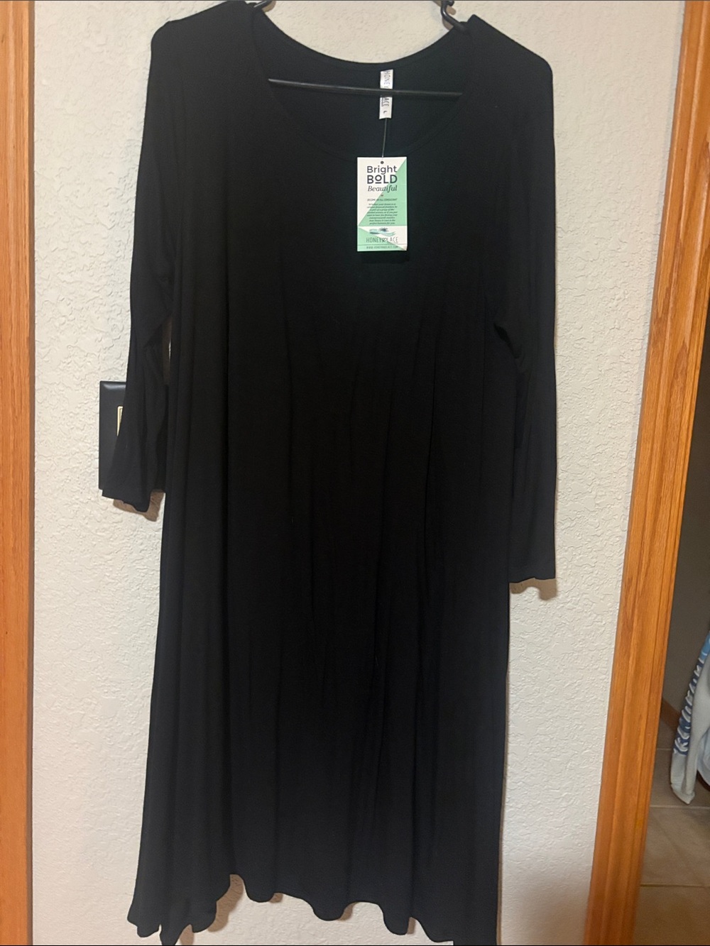 Black Women's mid Sleeve Swing Dress